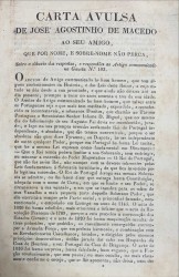 CARTA AVULSA DE... AO SEU AMIGO, QUE POR NOME E SORE-NOME NAO PERCA, sobre o diluvio das respostas, e respondões ao artigo communicado na Gazeta Nº 103.